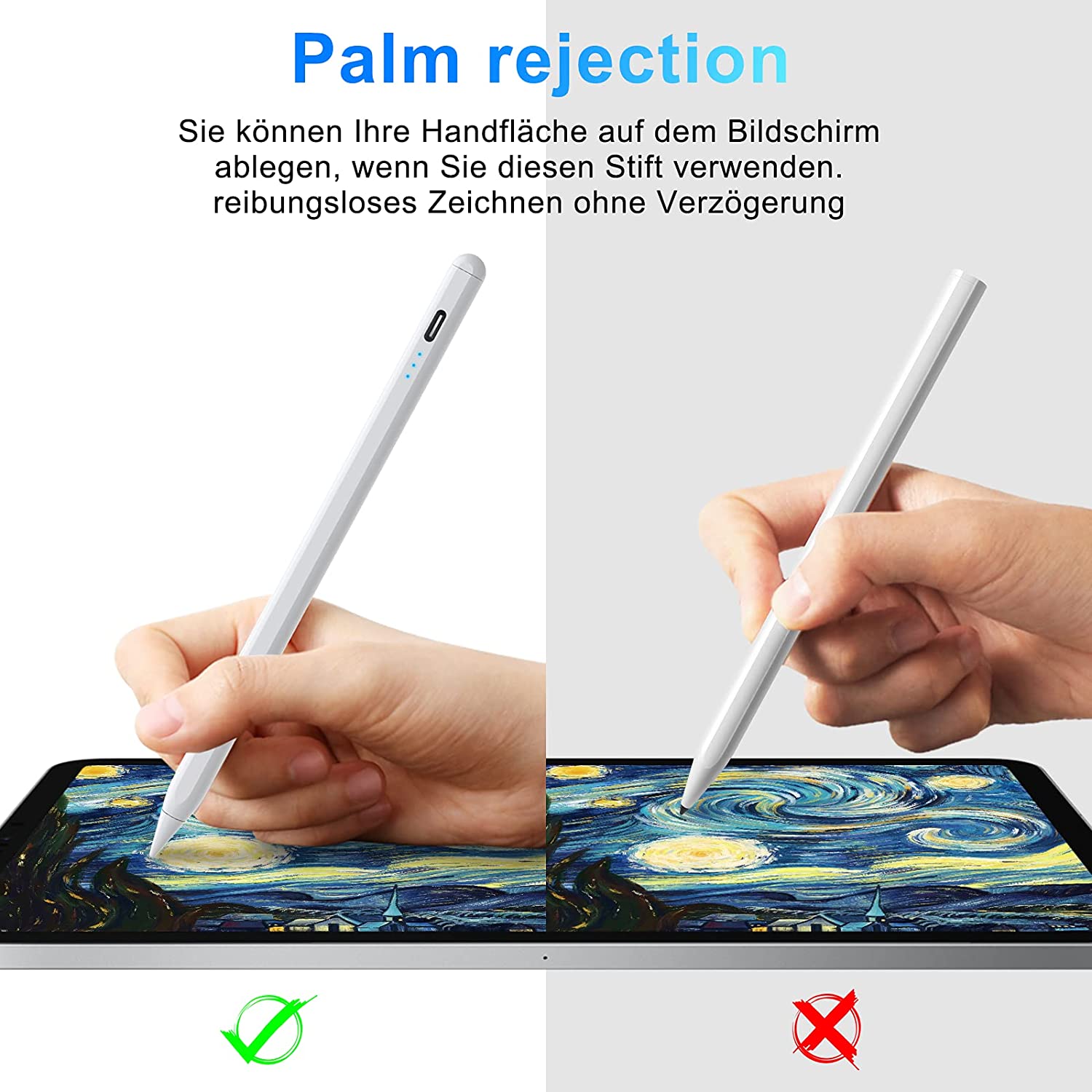 iPhone Samsung Huawei Lenovo Xiaomi Tablet für sämtliche Touchscreens-Weiß ipad Mini WOEOA Stift für Tablet ipad Stift Empfindlicher Pencil mit Handflächenfeste Handschuhe kompatibel für ipad air 
